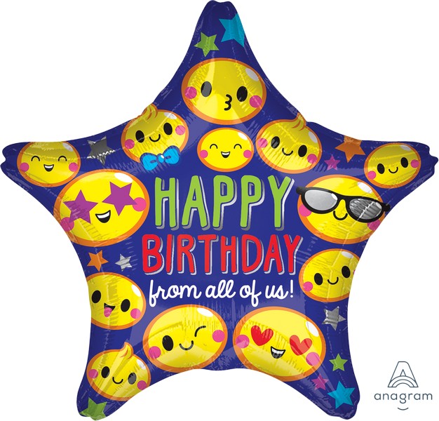 45cm Standard XL Happy Birthday From All Of Us Star Balloon