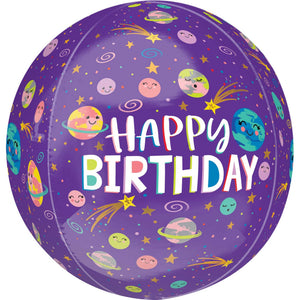 Orbz XL Smiling Galaxy Happy Birthday Balloon
