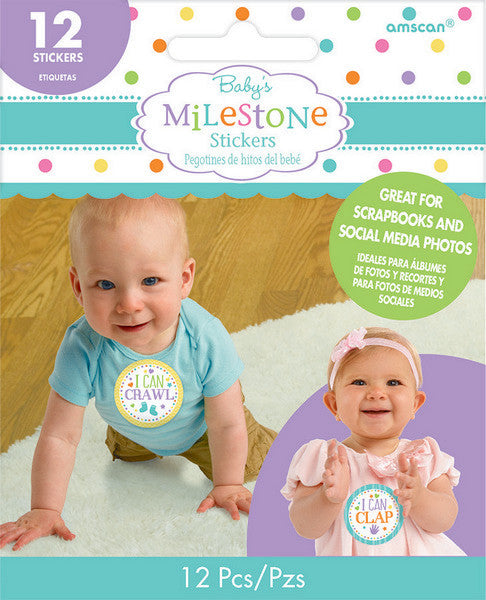 Baby Shower Stickers Milestone Pack of 12