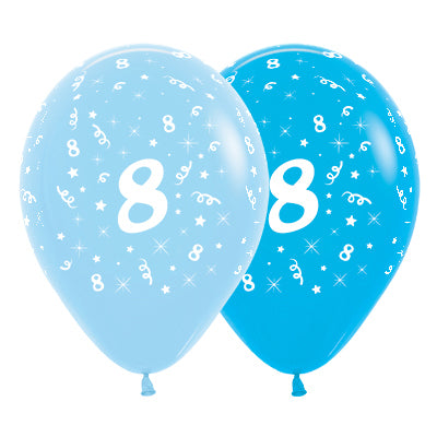 Sempertex 30cm Age 8 Fashion Blue & Royal Blue Latex Balloons, 6PK Pack of 6