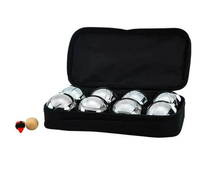 Deluxe 8 Metal Bowls Bocce or Petanque Silver Game Set