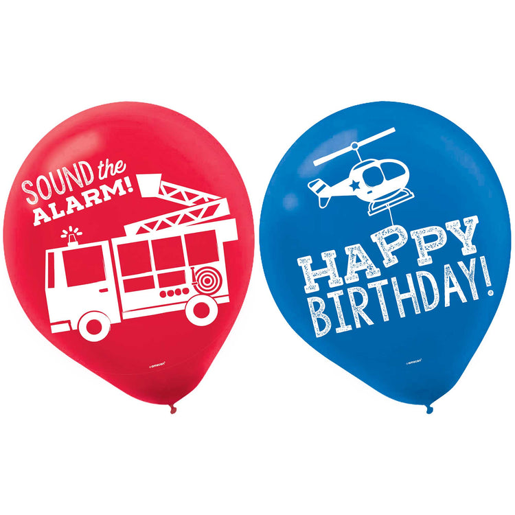 First Responders Happy Birthday 30cm Latex Balloons Pack of 6