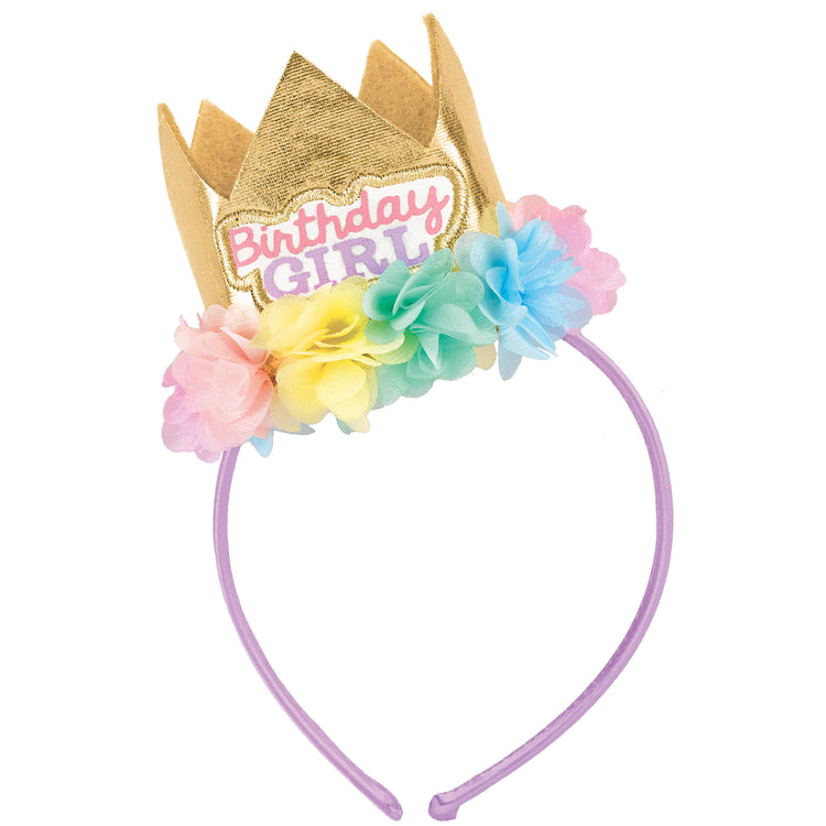 Birthday Girl Fabric Headband with Crown