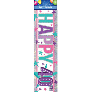 BNR Pink Happy 40th Birthday Banner