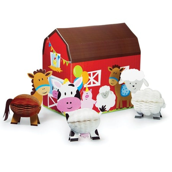 Farmhouse Fun 3D Barn Centrepiece 4 Pack Pack of 4