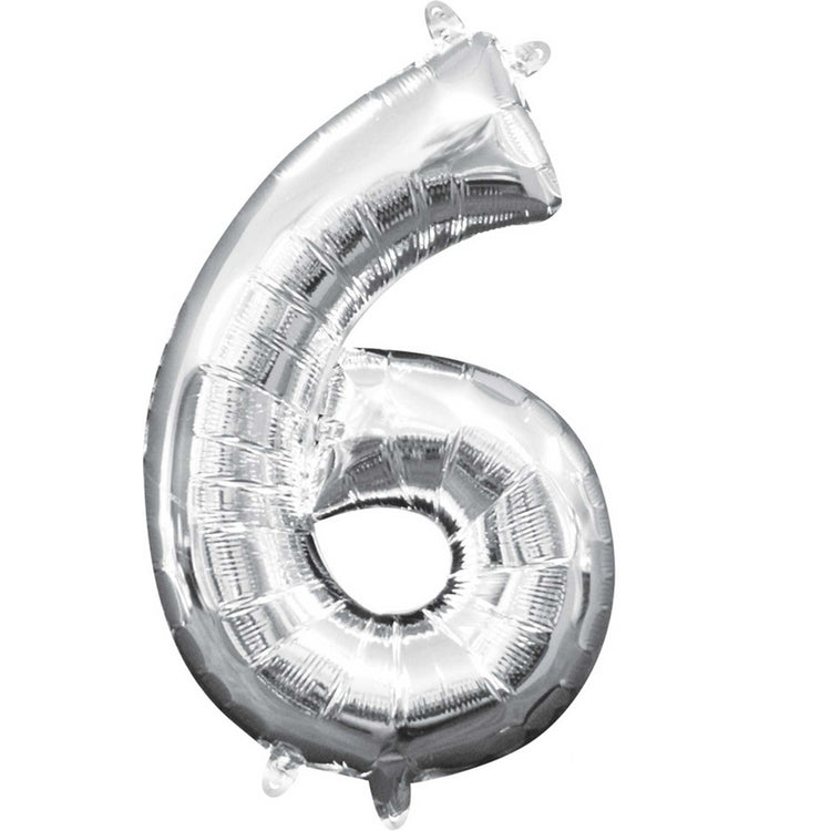 Silver 40cm Number 6 Balloon
