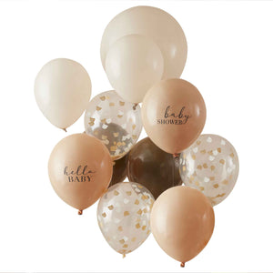 Baby Bear Balloon Bundle Mixed Slogan & Confetti Taupe Pack of 11