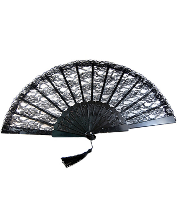 Black Lace Fan with Tassel