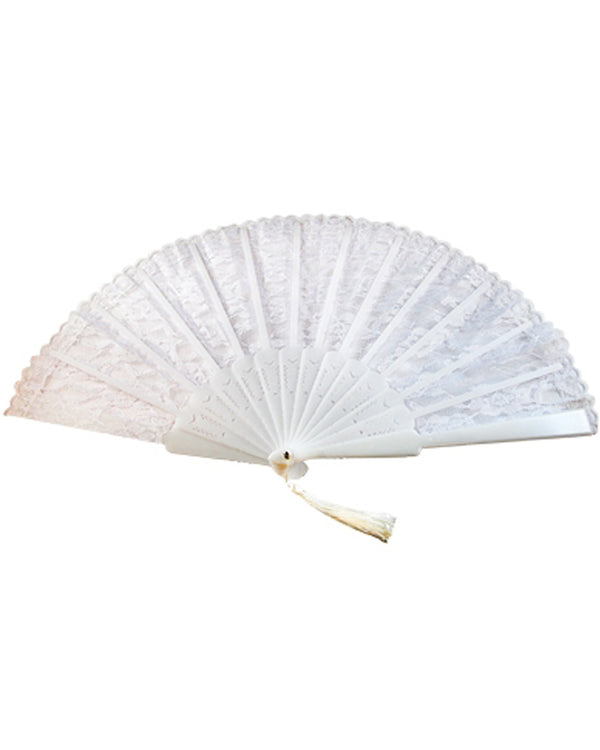 White Lace Fan with Tassel