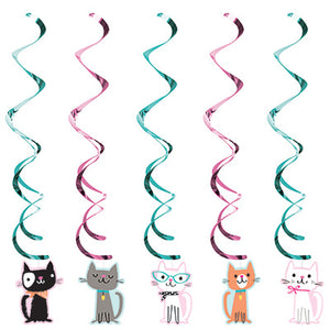 Purrfect Party Hanging Swirl Decorations Pack of 5