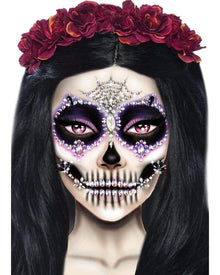 Calavera Adhesive Face Jewels For Halloween