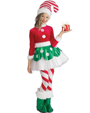 Candy Cane Elf Princess Kids Christmas Costume