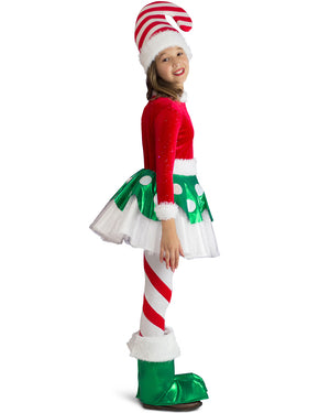 Candy Cane Elf Princess Kids Christmas Costume