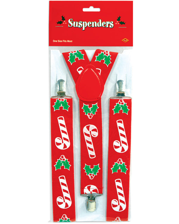 Christmas Festive Candy Cane Suspenders