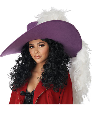 Captain Hook Long Curly Black Wig