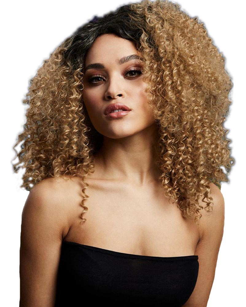 Deluxe Fever Lizzo Curly Brown Wig