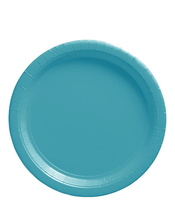Caribbean Blue 23cm Round Paper Plates Pack of 20