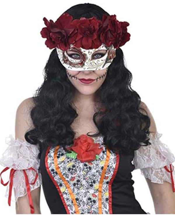Catrina with Flowers Day of the Dead Eye Mask
