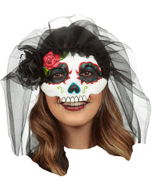 Catrina with Veil Halloween Mask