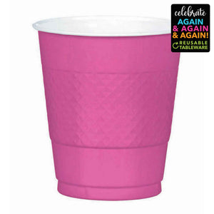 Premium Plastic Cups 355ml 20 Pack - Bright Pink Pack of 20