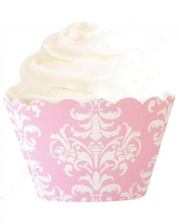 Pink Damask Cupcake Wrapper Pack of 12