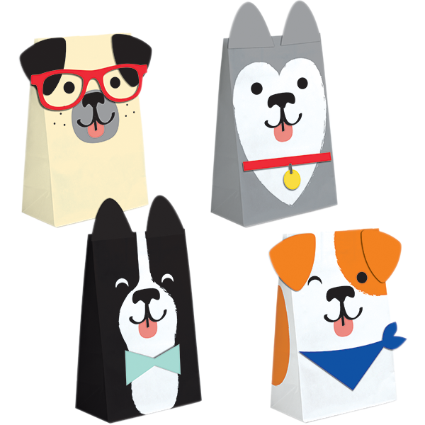 Dog Party Favour Paper Bags Pack of 8