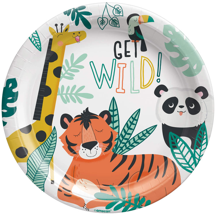 Get Wild Jungle 9in / 23cm Round Paper Plates Pack of 8