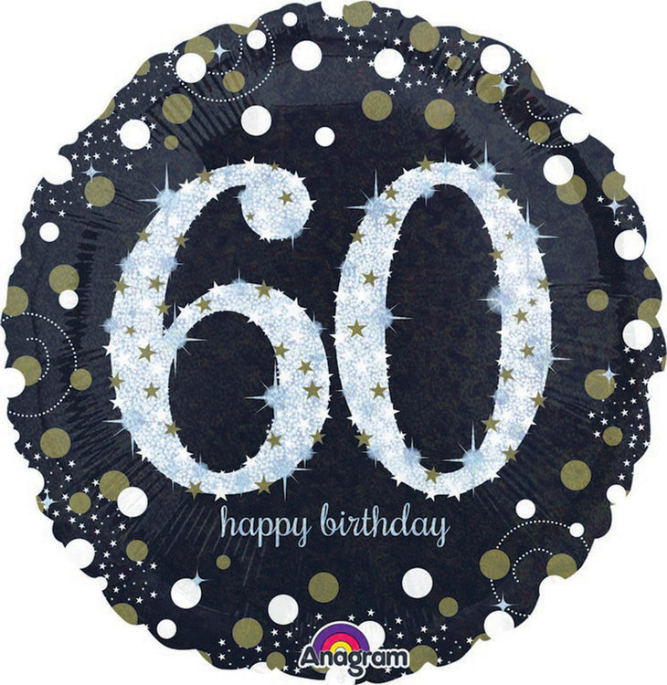 60th Sparkling Holographic Standard Foil Balloon