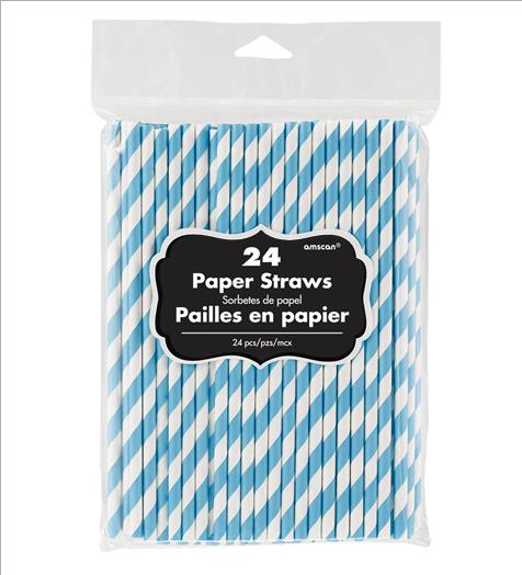 Paper Straws Caribbean Blue Pack of 24