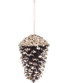 Christmas Champagne Glitter Faux Pinecone Tree Ornament 13cm
