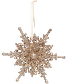 Christmas Champagne Glitter Snowflake Tree Ornament 12cm