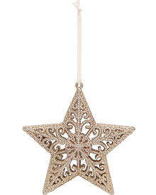 Christmas Champagne Glitter Star Tree Ornament 11cm