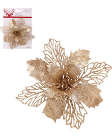 Champagne Poinsettia with Clip 15cm