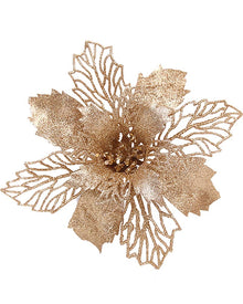 Champagne Poinsettia with Clip 15cm