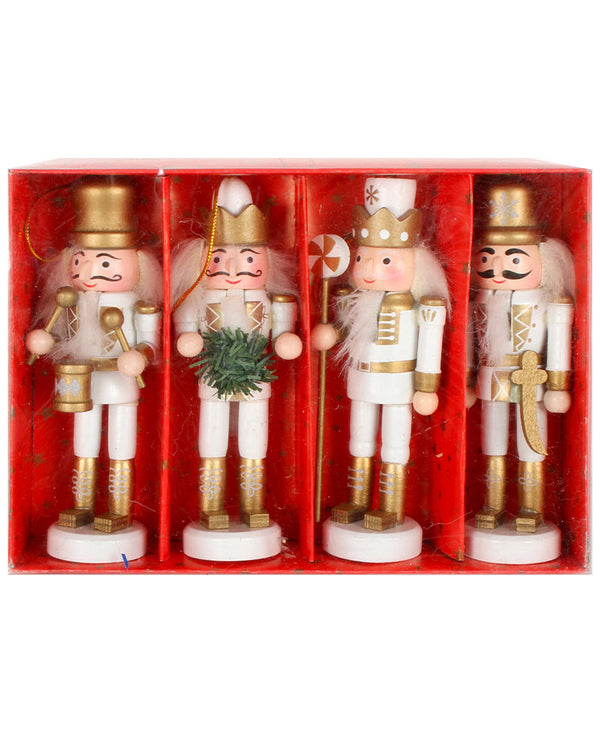 Christmas Champagne White Nutcrackers 13cm Pack of 4