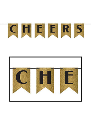Cheers Glitter Pennant Banner 2m