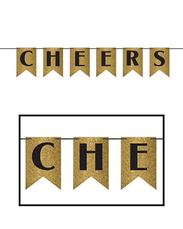 Cheers Glitter Pennant Banner 2m