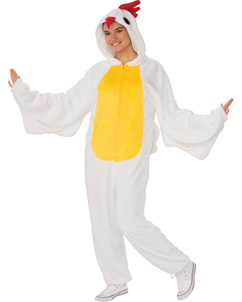 Chicken Hooded Jumpsuit Adult Costume
