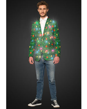 Christmas Green Tree Light Up Mens Suitmeister Jacket