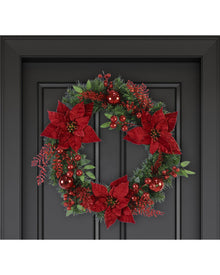 Christmas Red Glitter Wreath 55cm