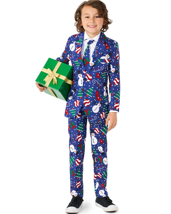 Christmas Snowman Blue Boys Suitmeister