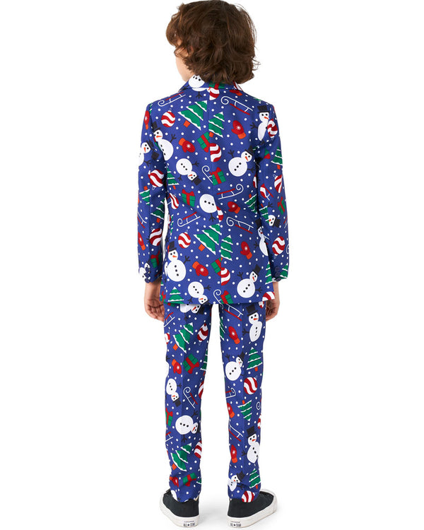 Christmas Snowman Blue Boys Suitmeister