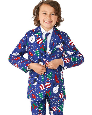 Christmas Snowman Blue Boys Suitmeister
