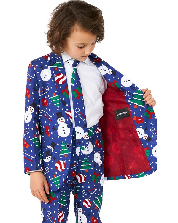 Christmas Snowman Blue Boys Suitmeister