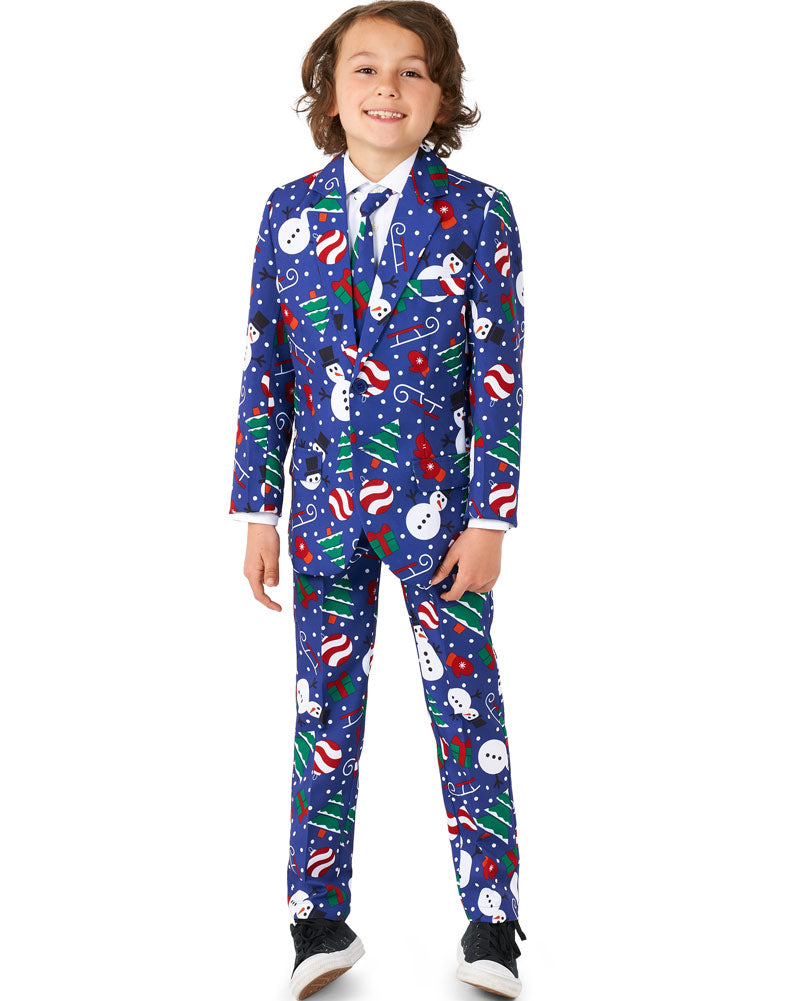 Christmas Snowman Blue Boys Suitmeister