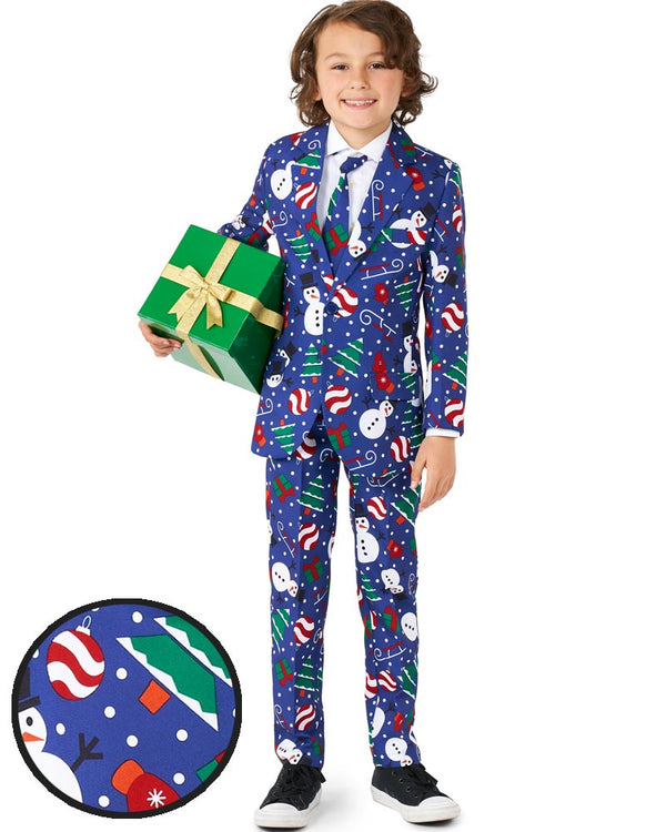Christmas Snowman Blue Boys Suitmeister