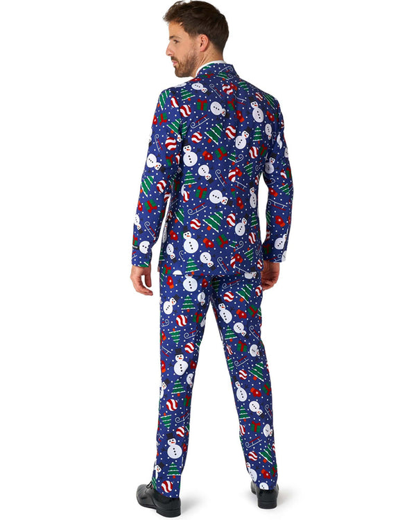 Christmas Snowman Blue Mens Suitmeister