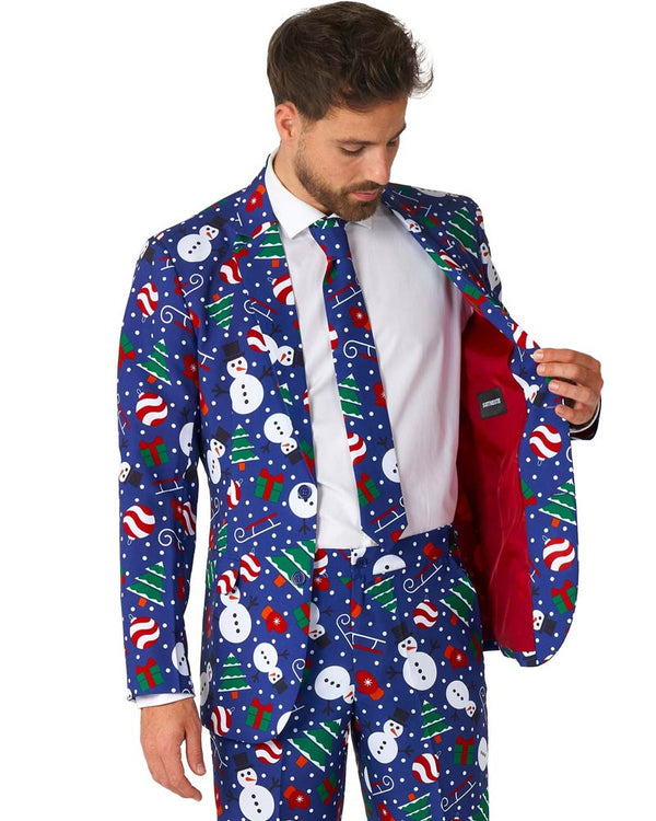 Christmas Snowman Blue Mens Suitmeister