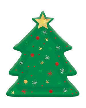 Image of green Christmas tree shaped plate.