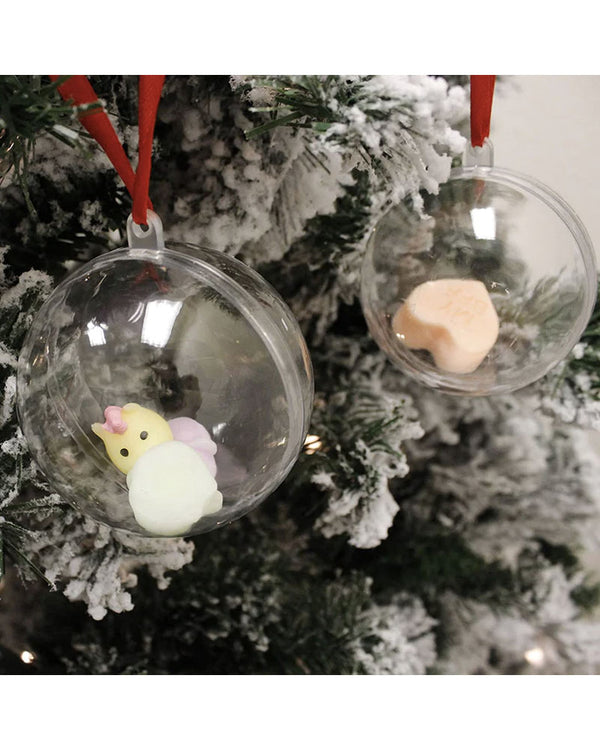 Clear Plastic Fillable Christmas Ball Ornaments Pack of 15